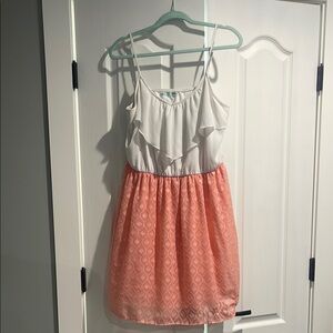 Maurices White and Pink Spaghetti Strap Midi Dress